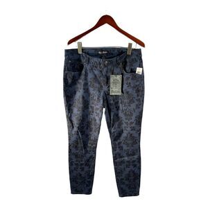 Love Nation Women’s Size 14 Blue Black faded floral print Denim Pants